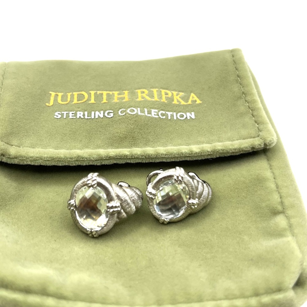 Judith Ripka Silver Earrings with Clear Gemstone